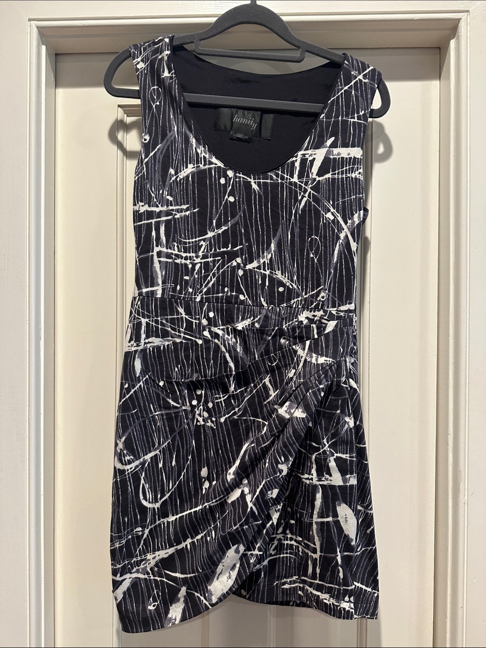 Sleeveless Black & White Printed Mini Dress